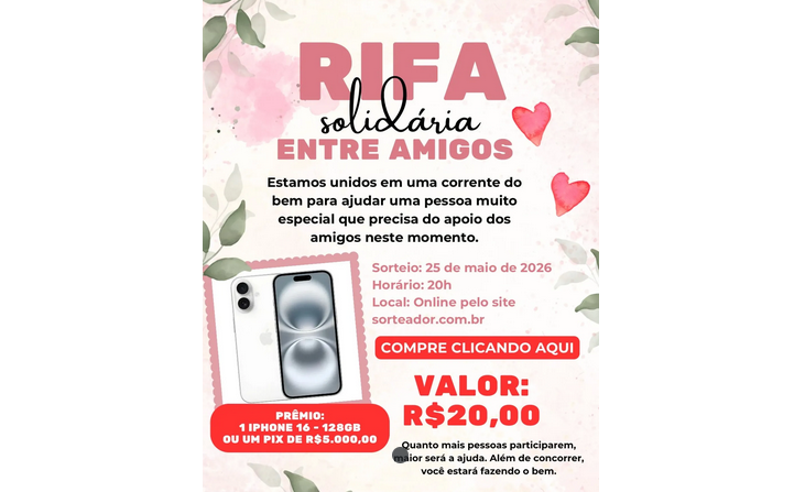 Rifa solidária entre amigos
